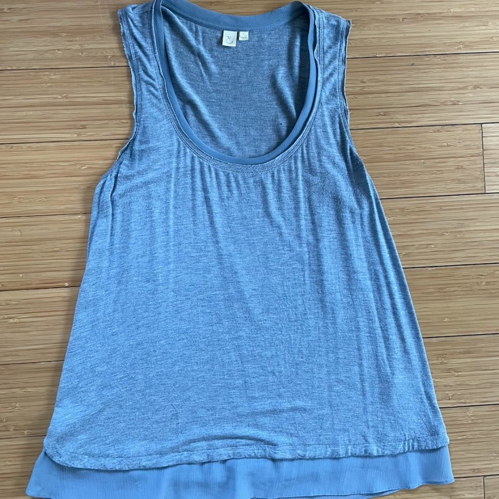 Anthropologie Light Blue Tank Blouse with Crepe Details